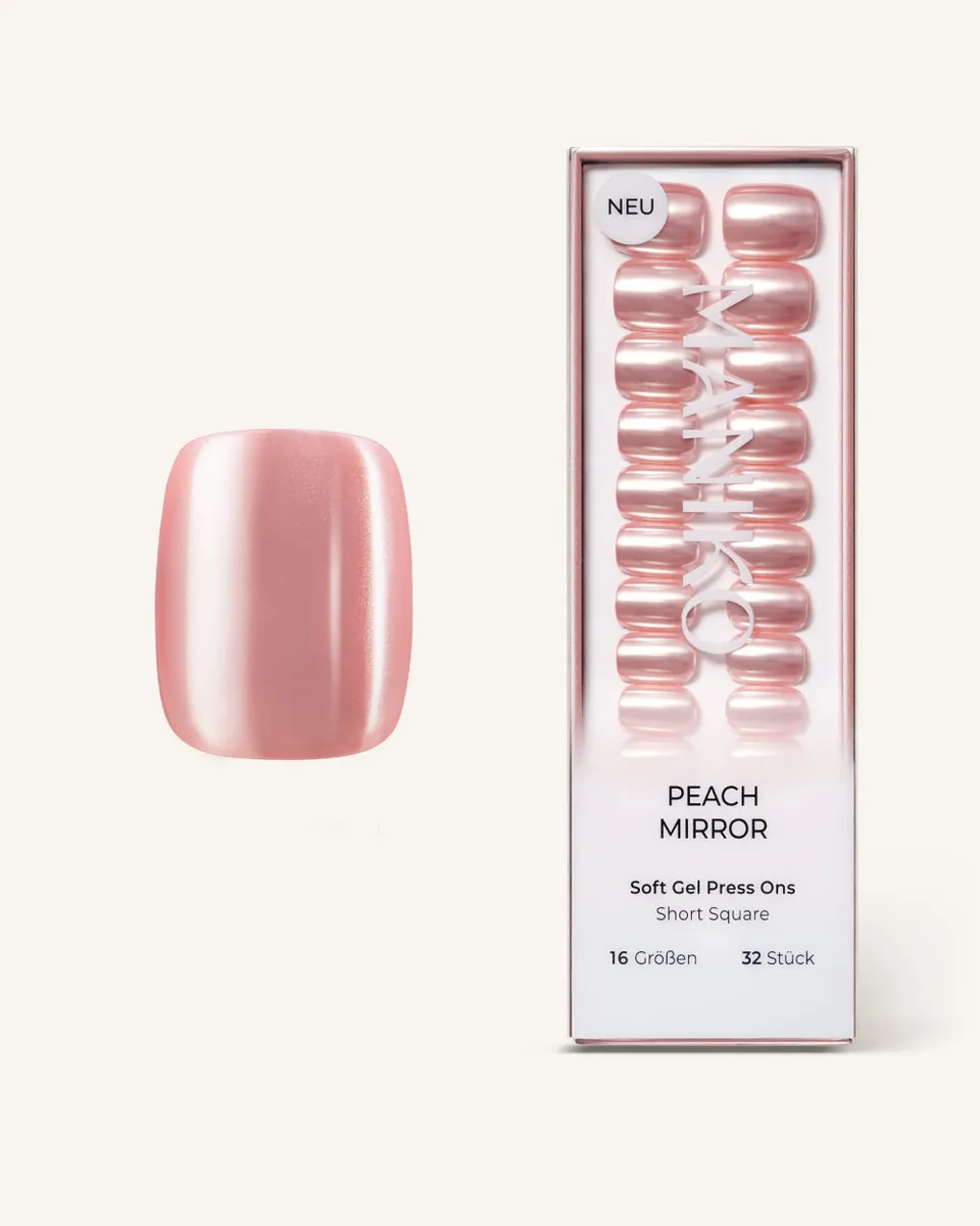 maniko-peach-mirror-short-square-soft-gel-press-ons image 1