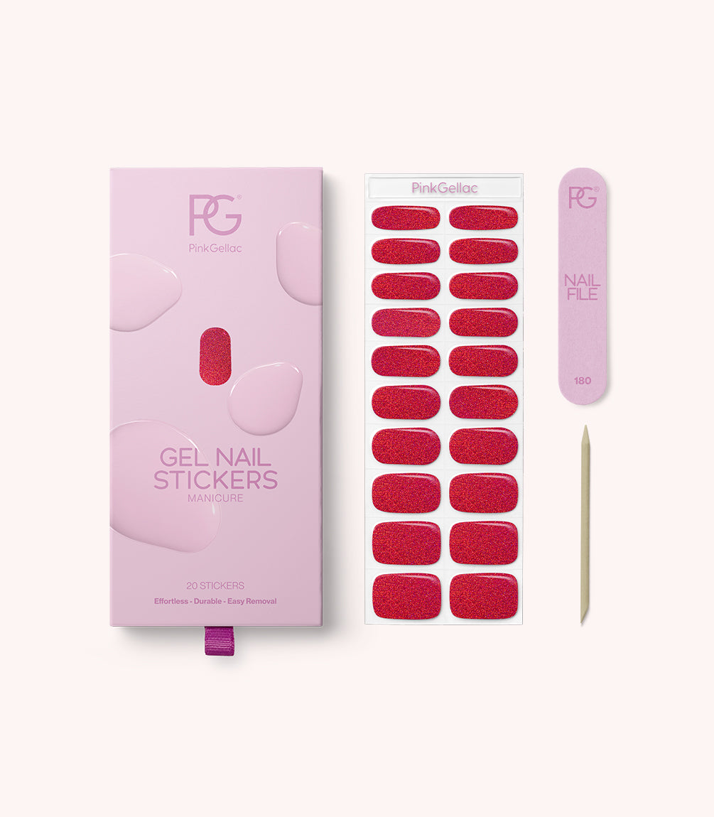 pink-gellac-036-sparkling-cherry-gel-nail-sticker-beerig-magenta-holo image 4