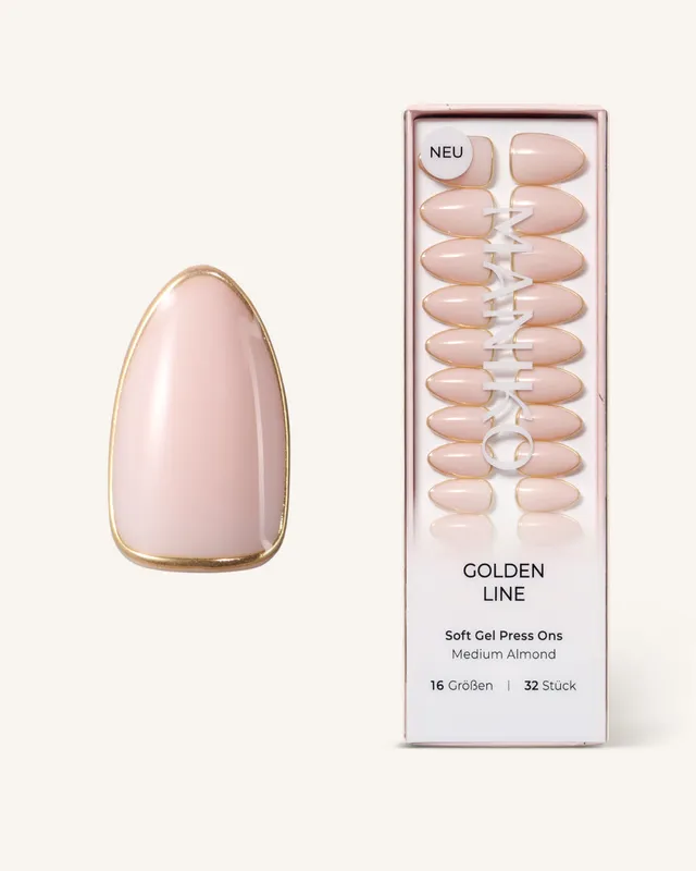 maniko-golden-line-soft-gel-press-ons-medium-almond image 1