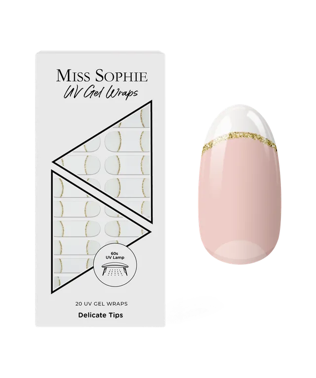 miss-sophie-delicate-tips-uv-gel-nagelfolien-french-gold-glitzer image 1
