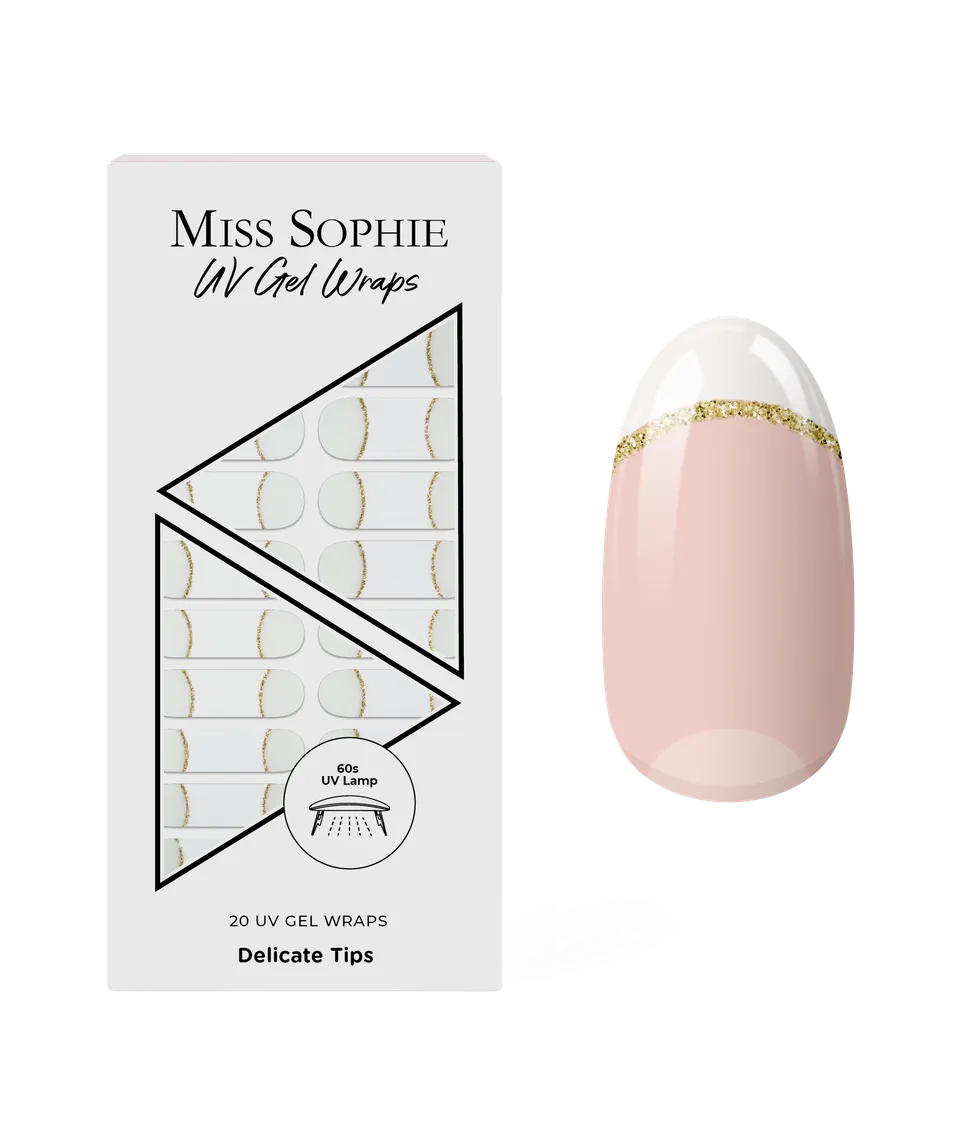 miss-sophie-delicate-tips-uv-gel-nagelfolien-french-gold-glitzer image 1
