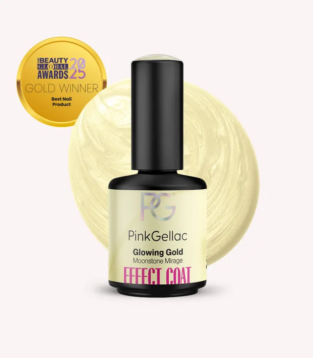 pink-gellac-effect-coat-glowing-gold-topcoat image 1