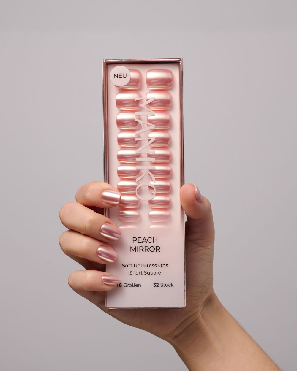 maniko-peach-mirror-short-square-soft-gel-press-ons image 2