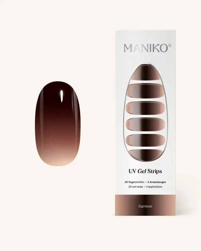 maniko-espresso-uv-gel-strips-creme-zu-dunkelbraun-verlauf image 1