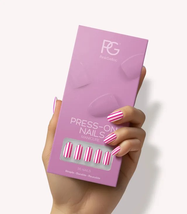 pink-gellac-2009-striped-in-pink-press-ons-medium-rund image 1