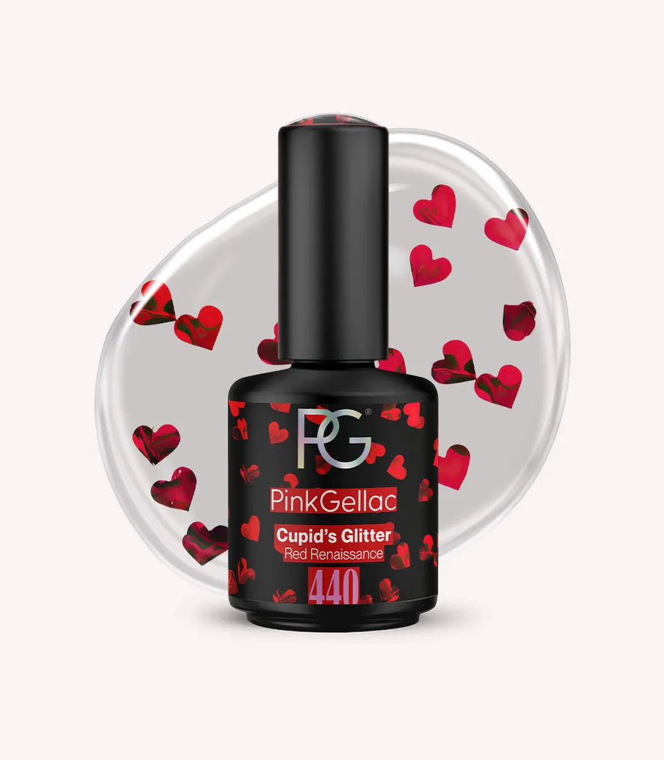 pink-gellac-440-cupid-s-glitter-gel-nagellack-transparent-mit-herz-folien image 1