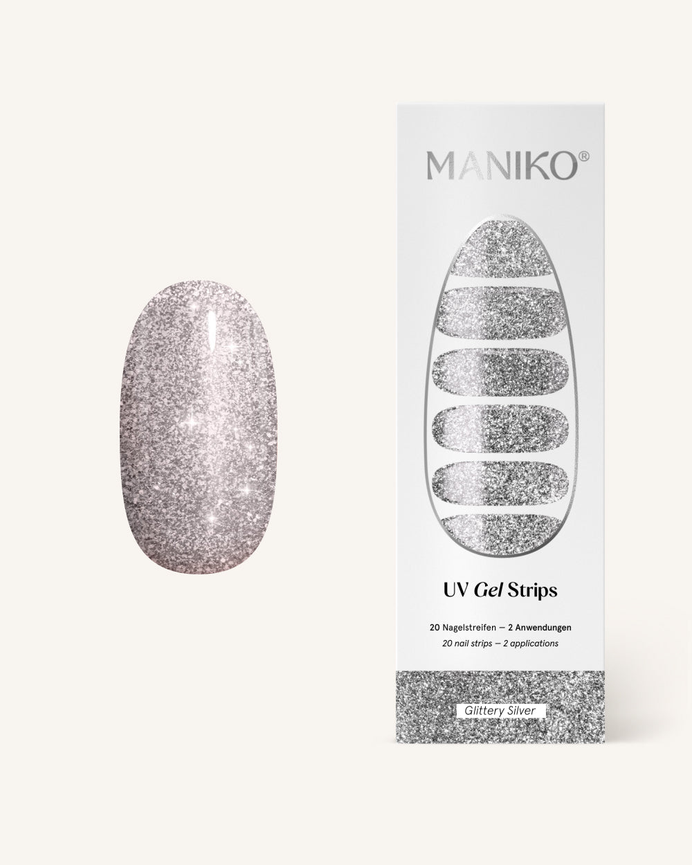 maniko-glittery-silver-uv-gel-strips-silber-glitzer image 1