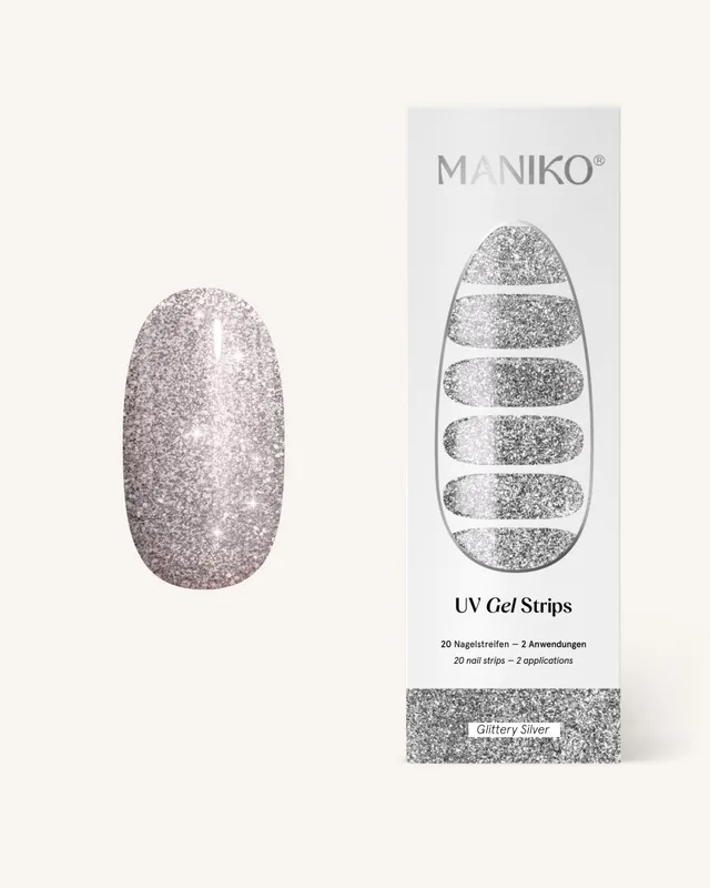 maniko-glittery-silver-uv-gel-strips-silber-glitzer image 1