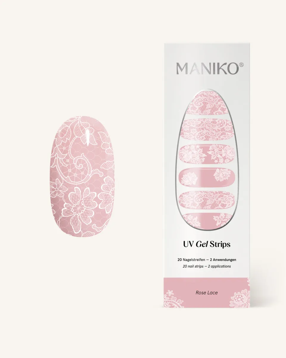 maniko-rose-lace-uv-gel-strips-rosa-mit-wei-em-spitzenmuster image 1