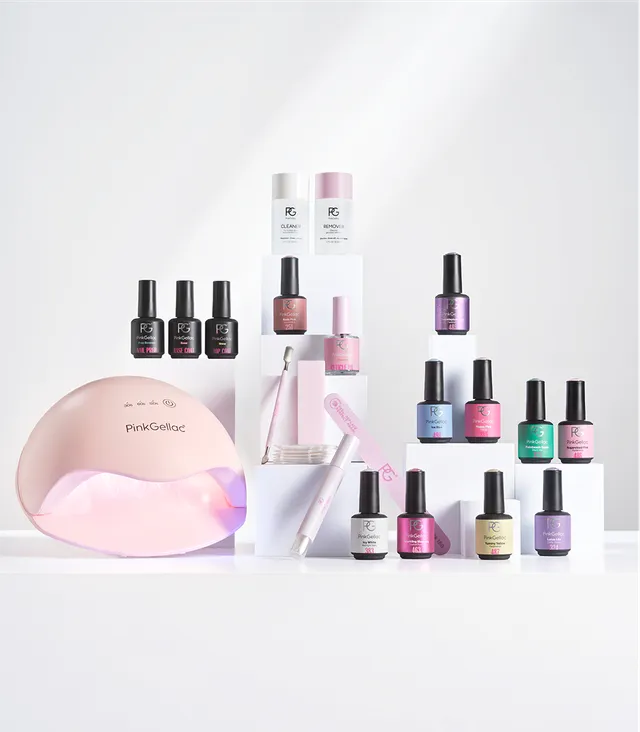 pink-gellac-at-home-nail-studio-starter-kit-9-farben-mit-led-lampe image 1