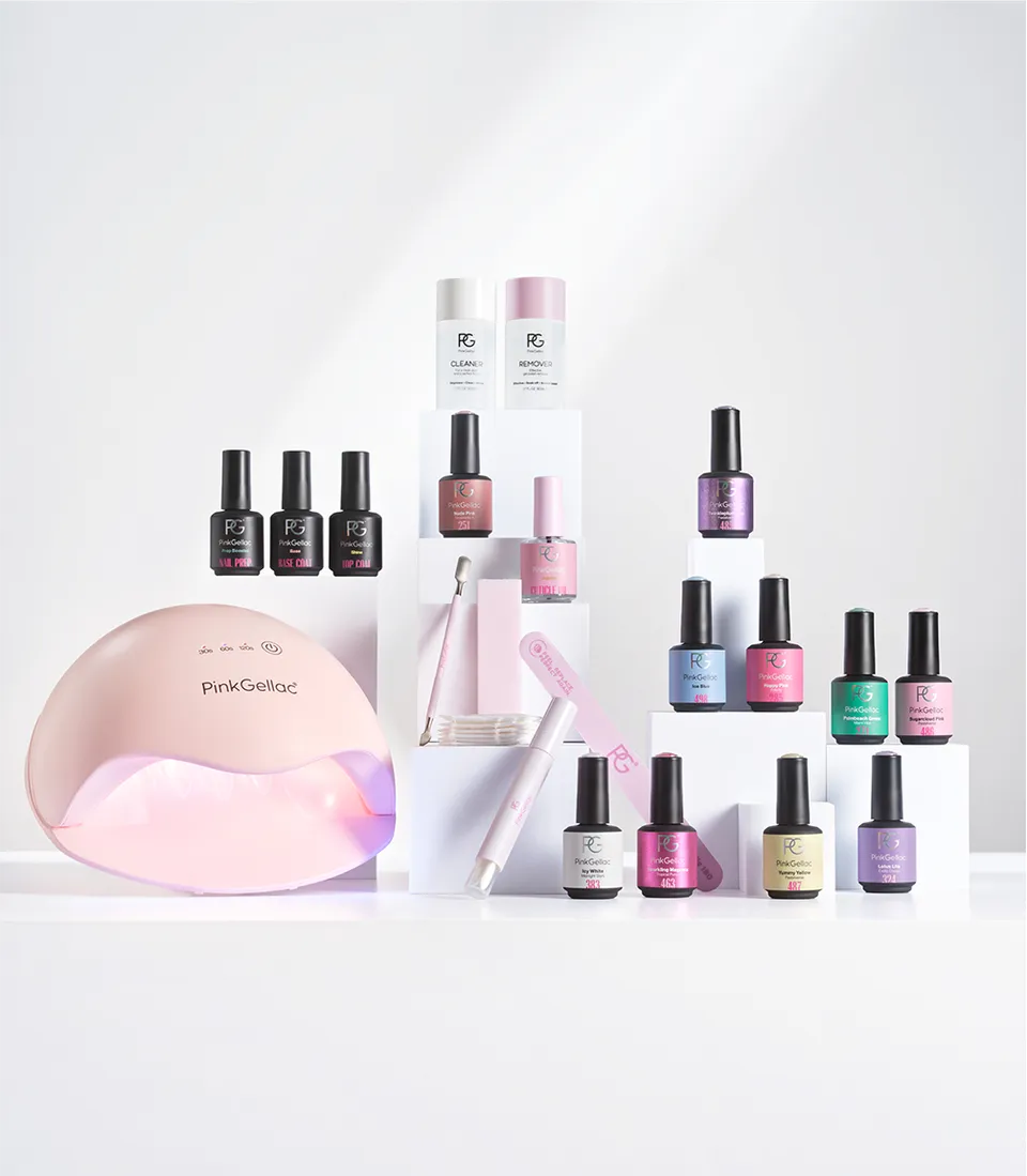 pink-gellac-at-home-nail-studio-starter-kit-9-farben-mit-led-lampe image 1
