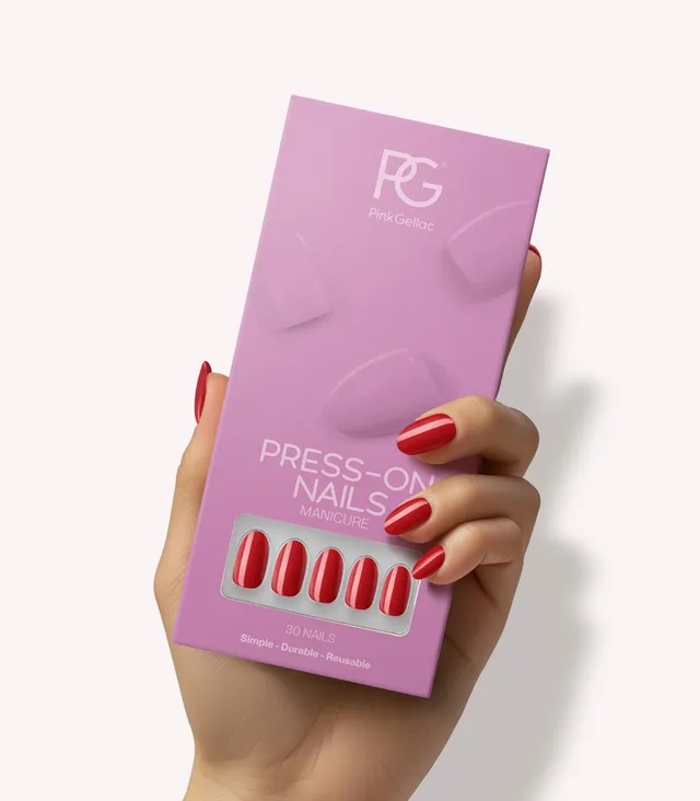 pink-gellac-109-lipstick-red-press-on-nails-rund-mittel image 1
