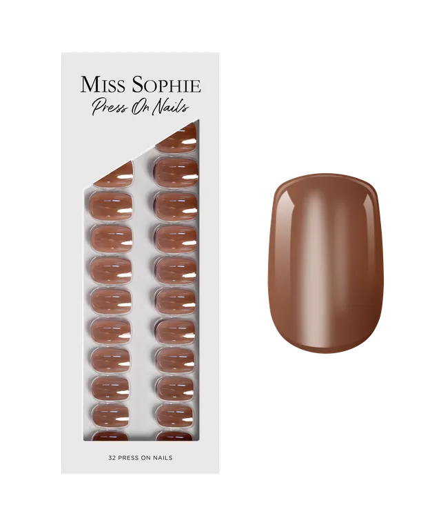 miss-sophie-glazed-cocoa-press-on-nails-short-square-kakaoton-glazed image 1