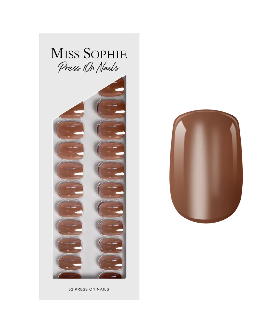 miss-sophie-glazed-cocoa-press-on-nails-short-square-kakaoton-glazed image 1