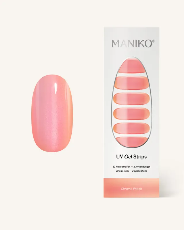 maniko-chrome-peach-uv-gel-strips image 1