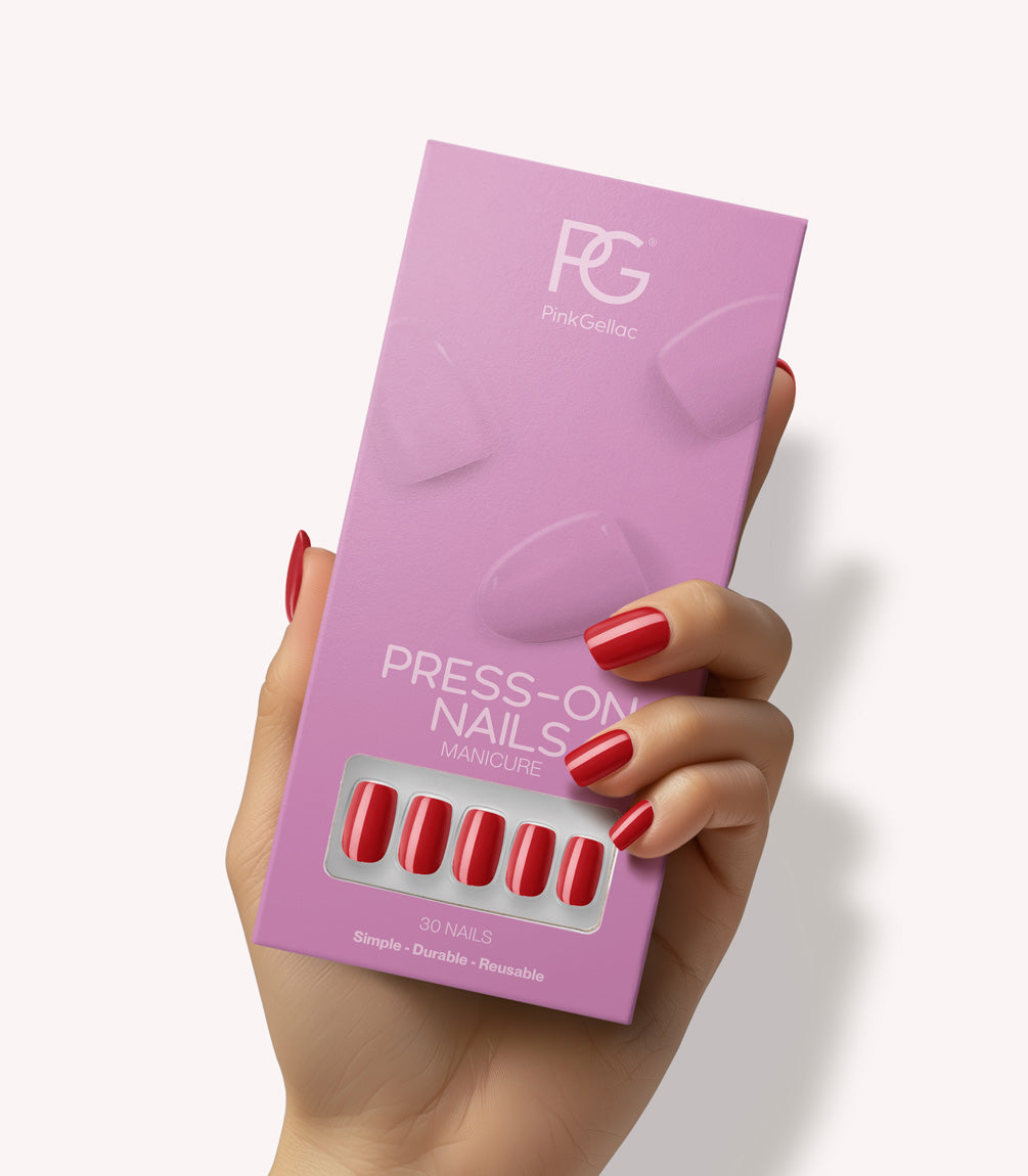 pink-gellac-109-lipstick-red-press-ons-eckig-mittel image 1