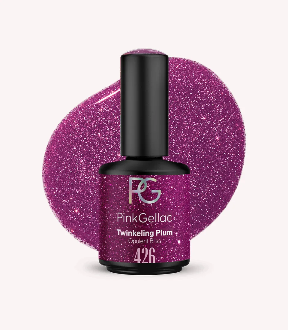 pink-gellac-426-twinkling-plum-gel-nagellack-violett-mit-rosa-silber-glitzer-opu image 1