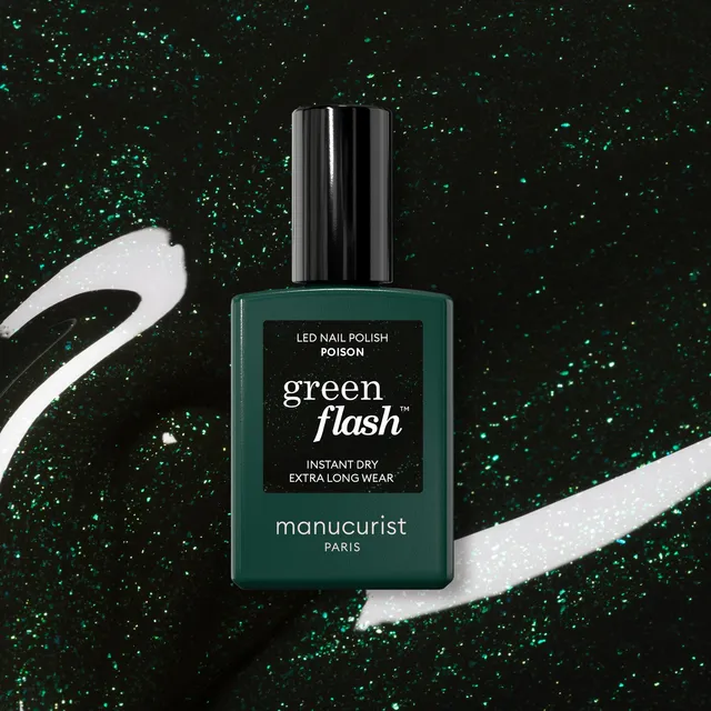 manucurist-poison-green-flash-gel-nagellack-tannengr-n-glitter image 1