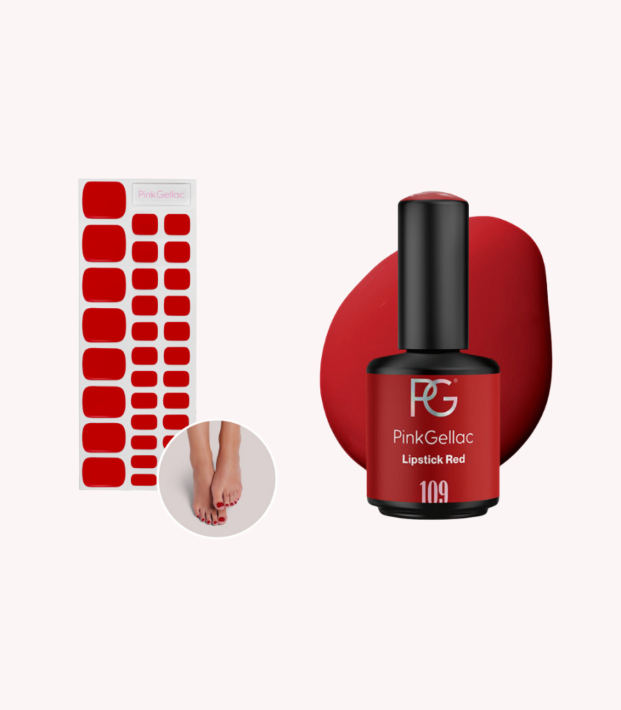 pink-gellac-109-lipstick-red-set-gel-lack-pedi-sticker image 1