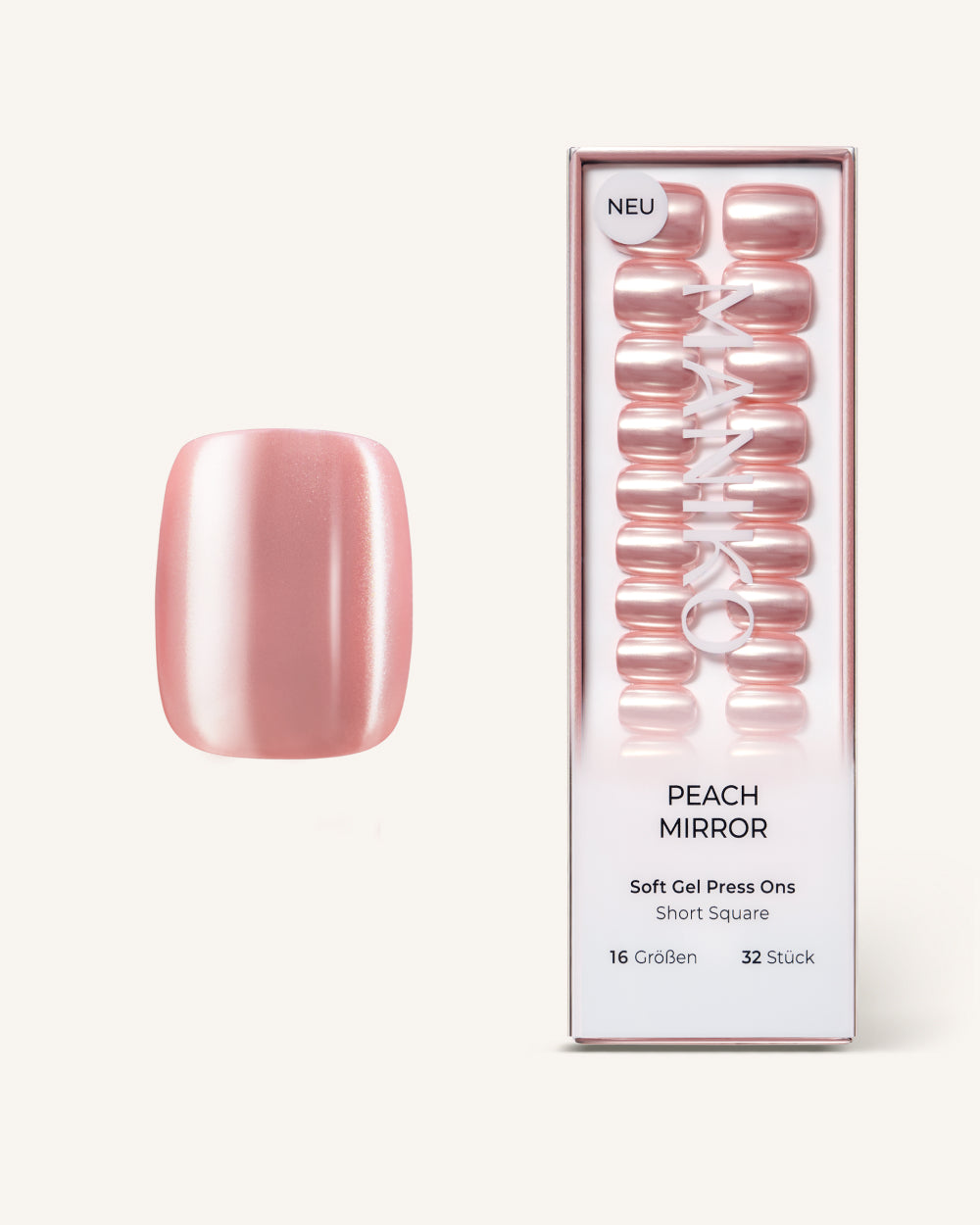 maniko-peach-mirror-short-square-soft-gel-press-ons image 1