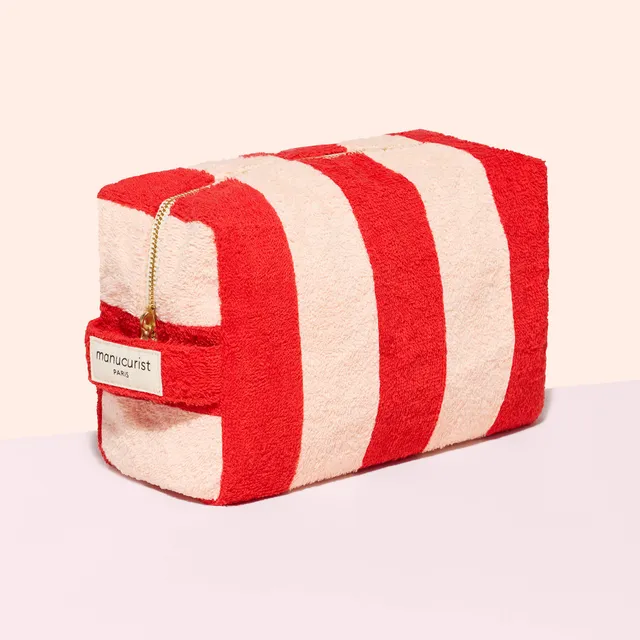 manucurist-necessaire-gestreiftes-frottee-rot-rosa image 1