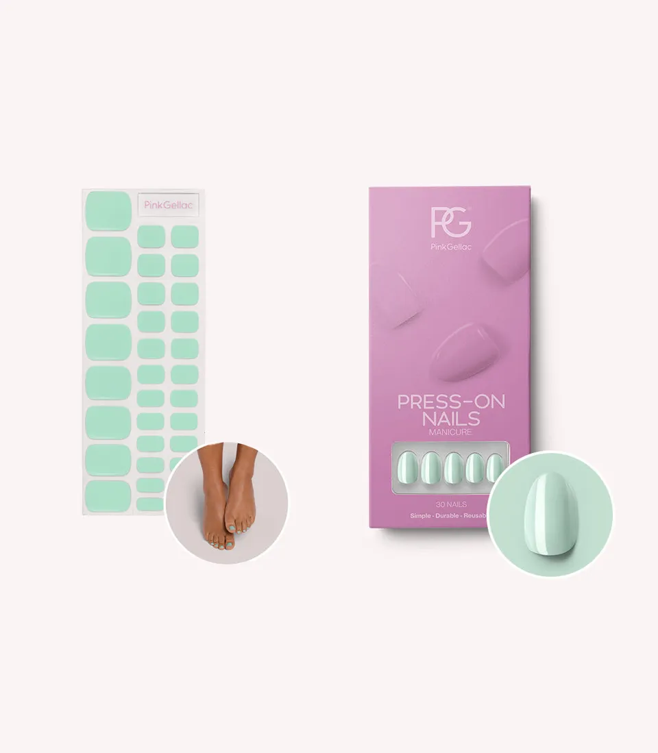 pink-gellac-488-melted-mint-set-press-on-nails-round-small-pedik-re-sticker image 1