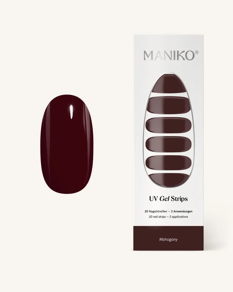 maniko-mahogany-uv-gel-strips-dunkles-rot-braun image 1