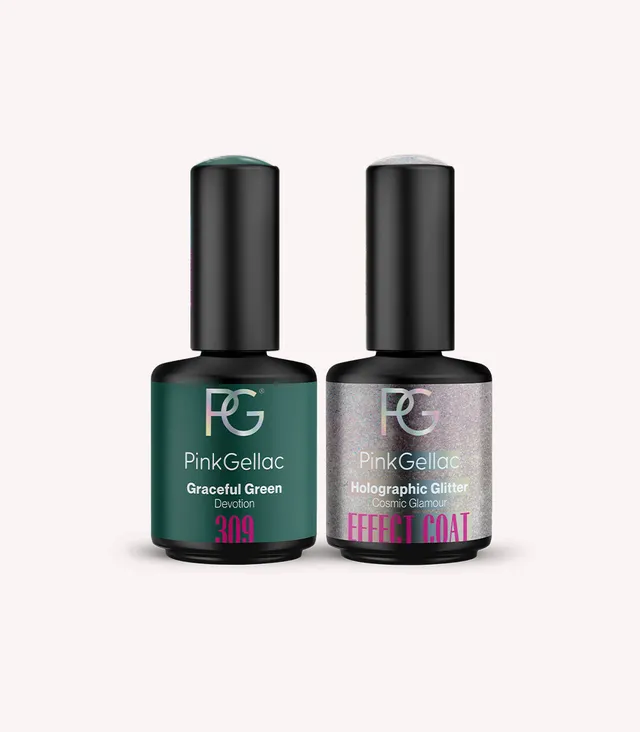 pink-gellac-effekt-coat-set-holographic-glitter-309-graceful-green image 1
