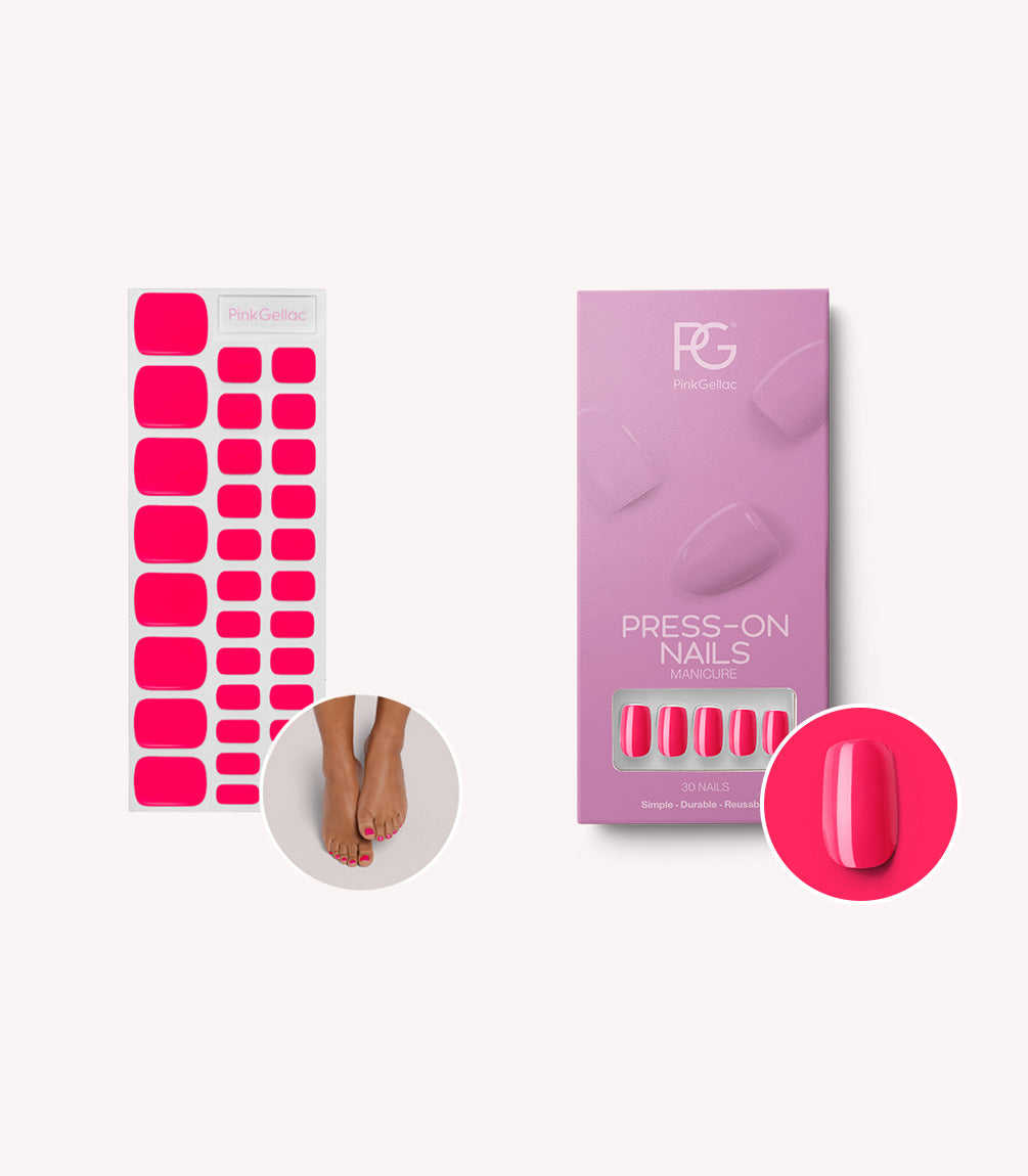 pink-gellac-161-ibiza-pink-set-square-medium-press-on-nails-pedicure-gel-sticker image 1