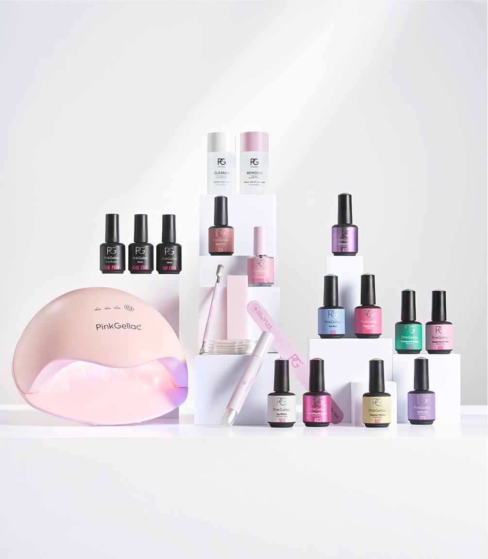 pink-gellac-at-home-nail-studio-starter-kit-9-farben-mit-led-lampe image 1
