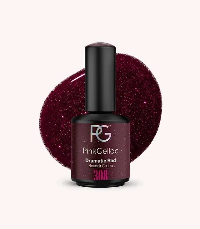 pink-gellac-308-dramatic-red-gel-nagellack-glitzer image 1