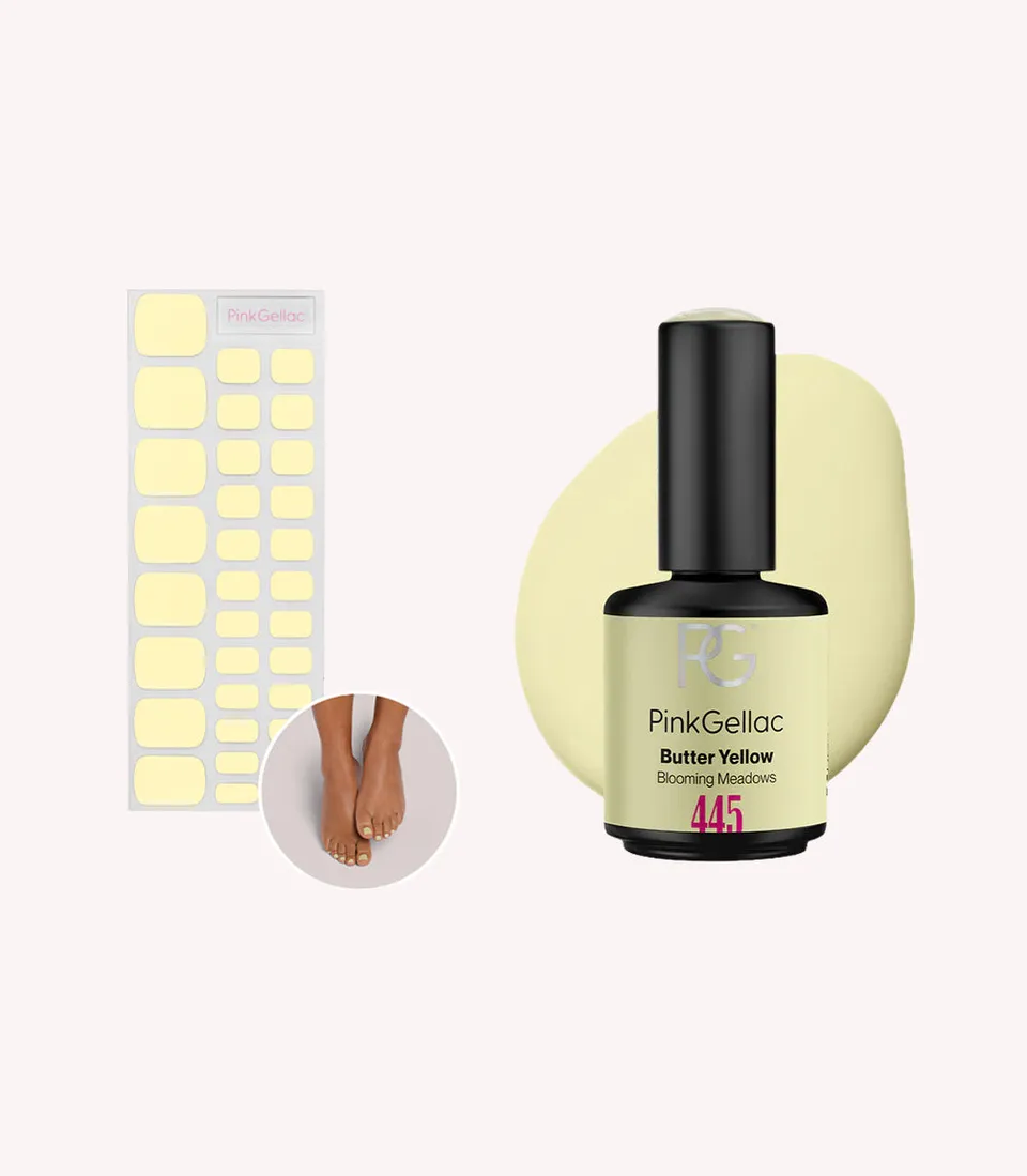 pink-gellac-445-butter-yellow-set-gel-nagellack-pedik-re-gel-sticker-bundle image 1