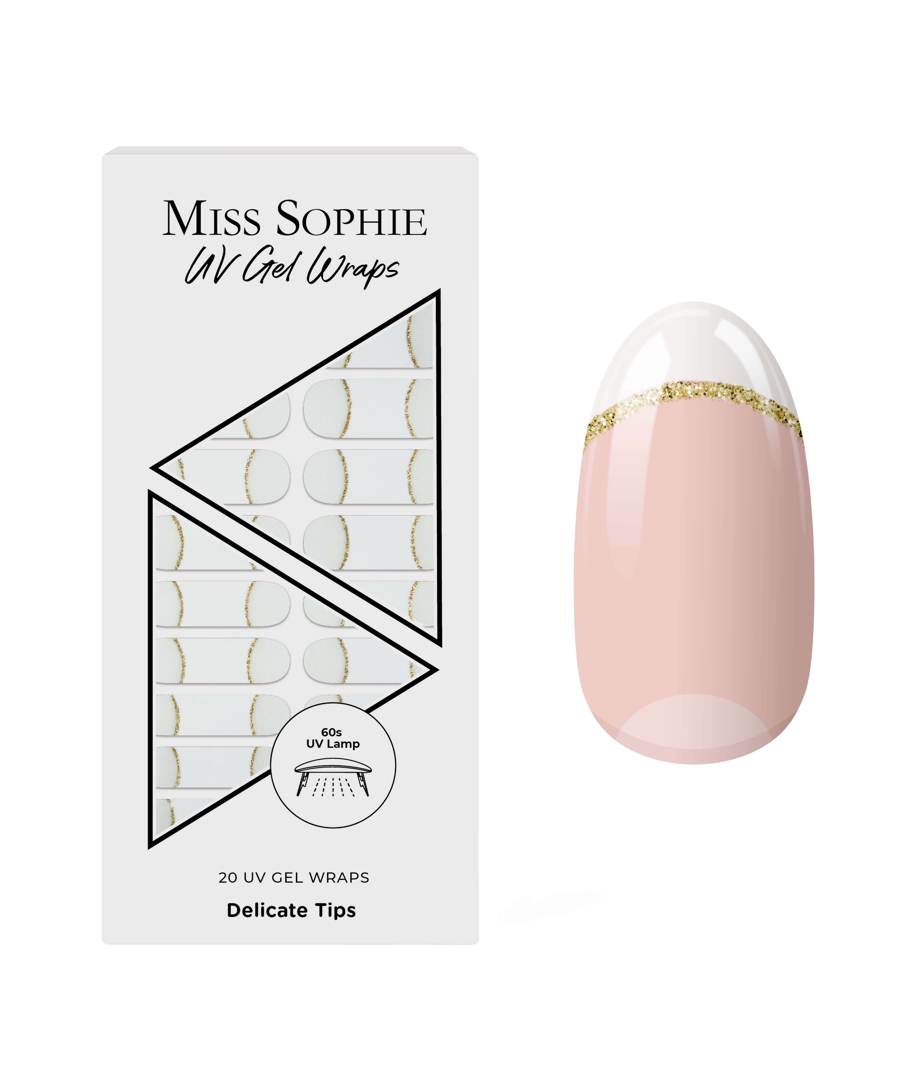 miss-sophie-delicate-tips-uv-gel-nagelfolien-french-gold-glitzer image 1