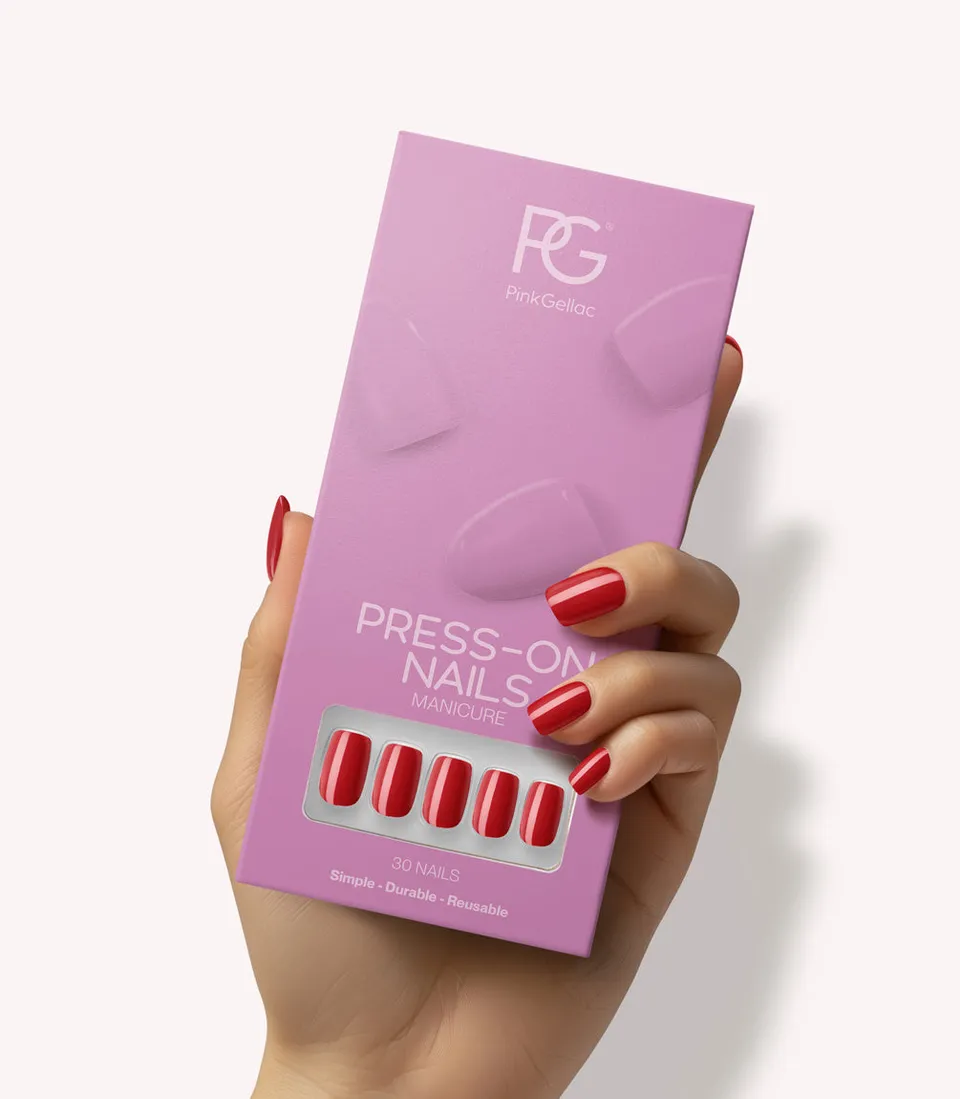 pink-gellac-109-lipstick-red-press-ons-eckig-mittel image 1