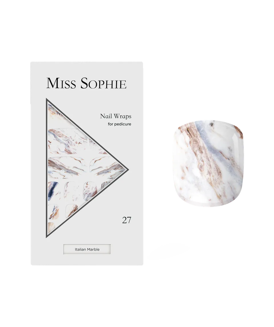 miss-sophie-italian-marble-pedicure-nail-wraps-marmor-weiss image 1