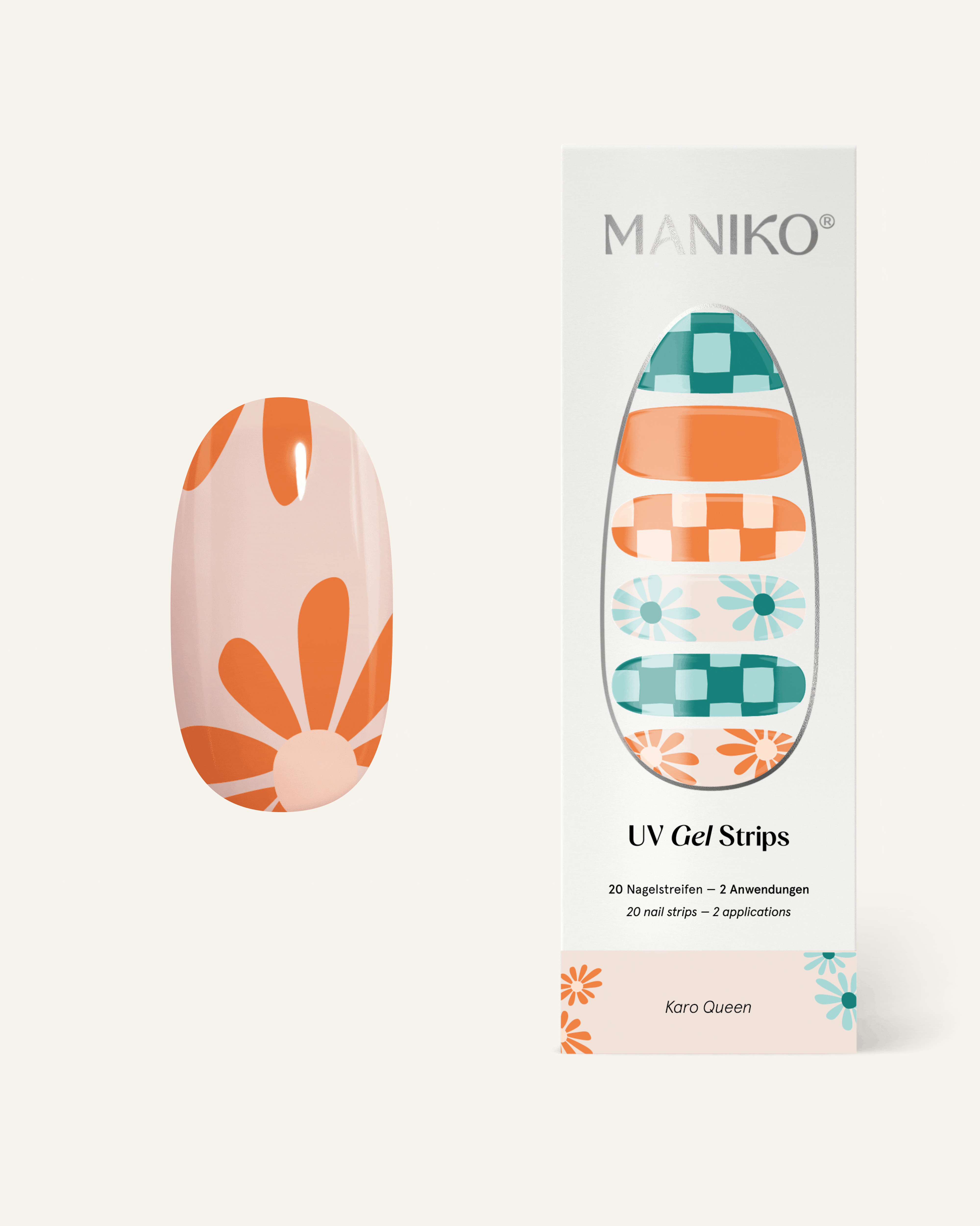 maniko-karo-queen-uv-gel-strips-karo-orange-gr-n image 1