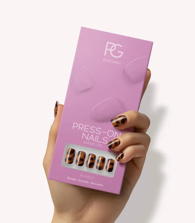 pink-gellac-2007-tortoise-touch-press-ons-eckig-mittel image 1