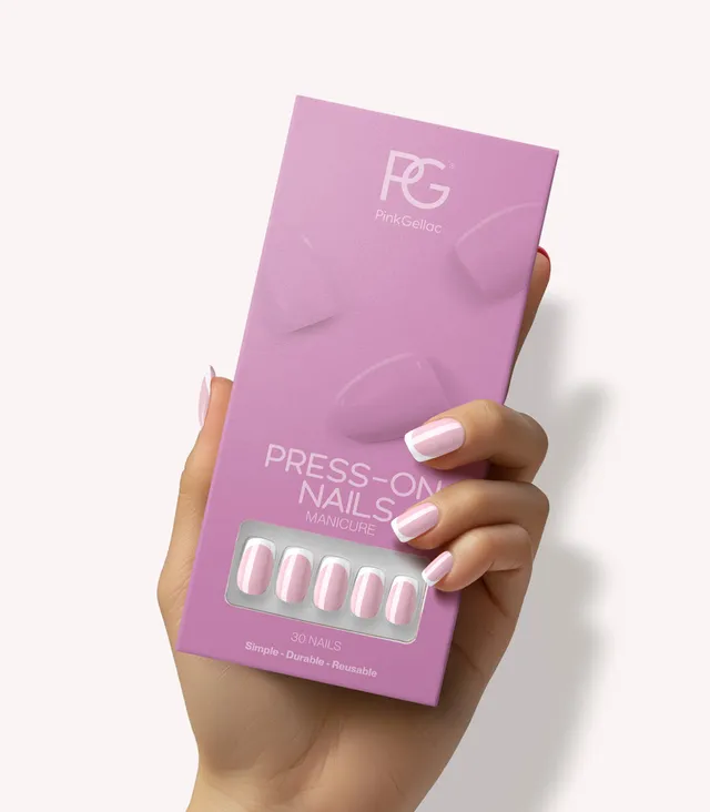 pink-gellac-2001-classic-french-press-on-nails-eckig-mittel image 1