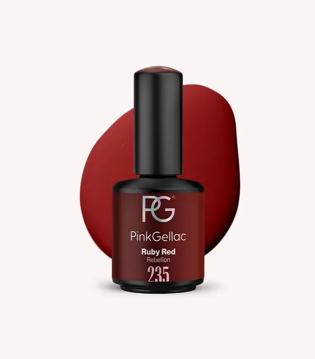 pink-gellac-235-ruby-red-gel-nagellack-tiefrot-cremig-rebellion-kollektion image 1