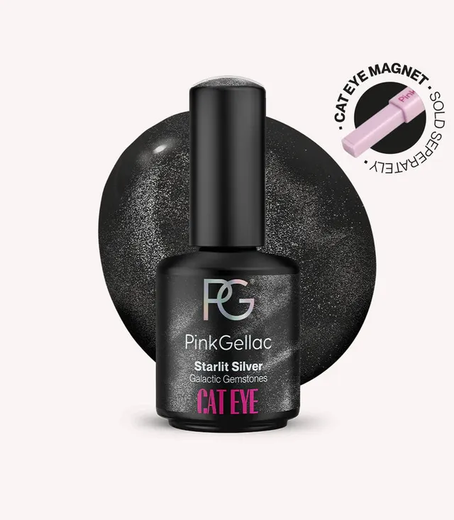 pink-gellac-cat-eye-starlit-silver-gel-nagellack-galactic-gemstones image 1