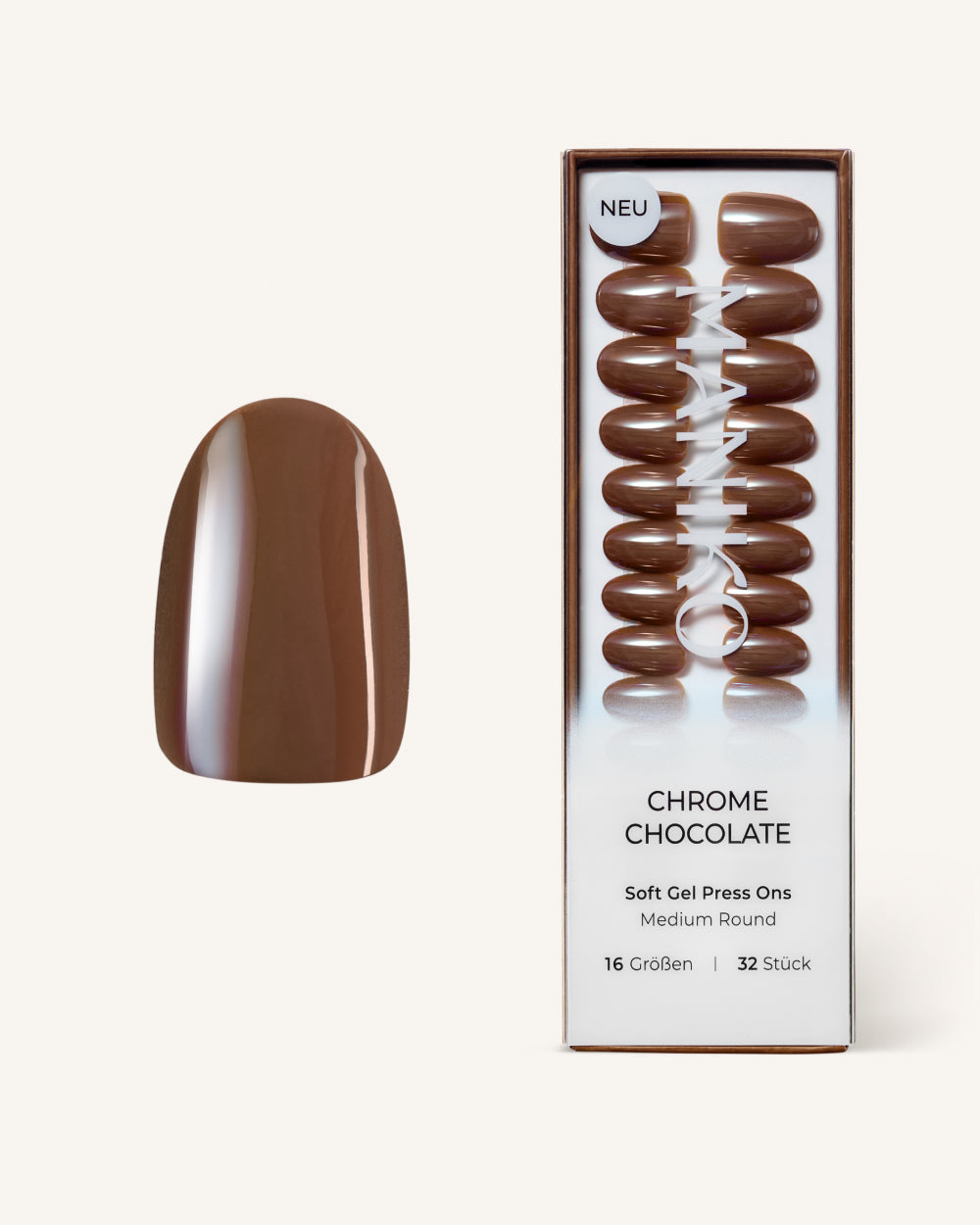 maniko-chrome-chocolate-soft-gel-press-ons-medium-round image 1