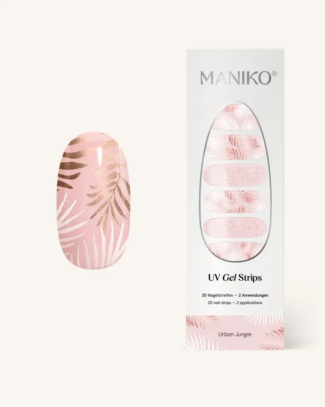 maniko-urban-jungle-uv-gel-strips-bl-tter-auf-blassrosa image 1