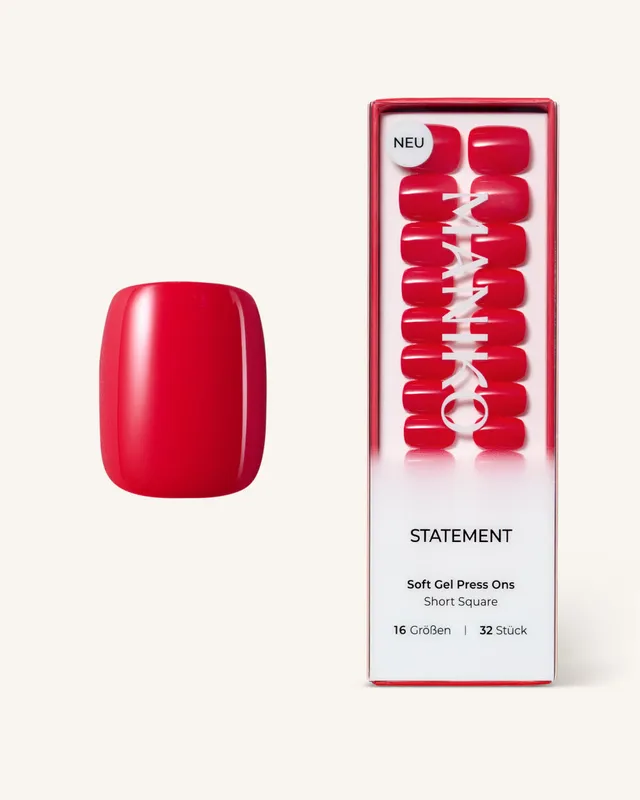 maniko-statement-short-square-soft-gel-press-ons-tomatenrot image 1