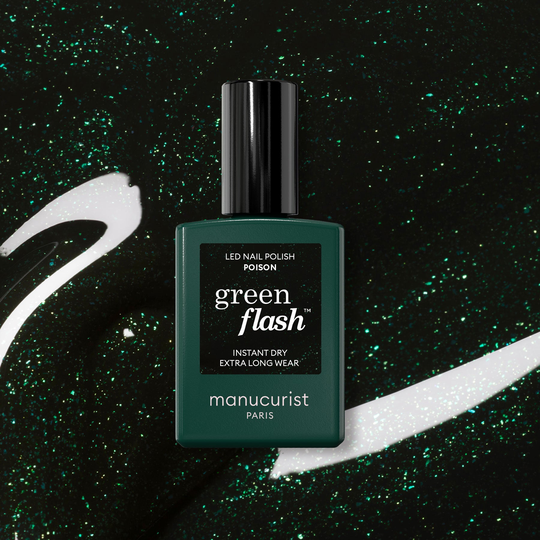manucurist-poison-green-flash-gel-nagellack-tannengr-n-glitter image 1