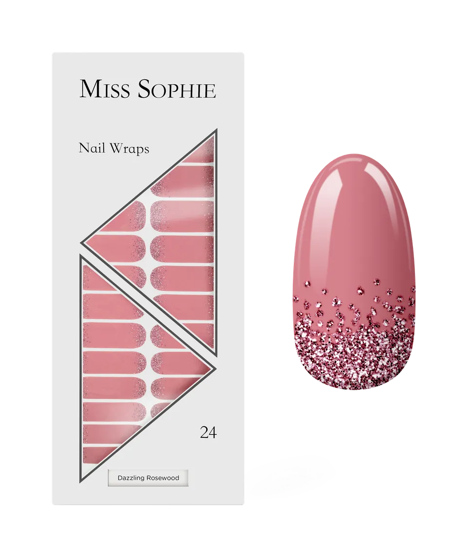 miss-sophie-dazzling-rosewood-nail-wraps-rosenholz-glitzer image 1