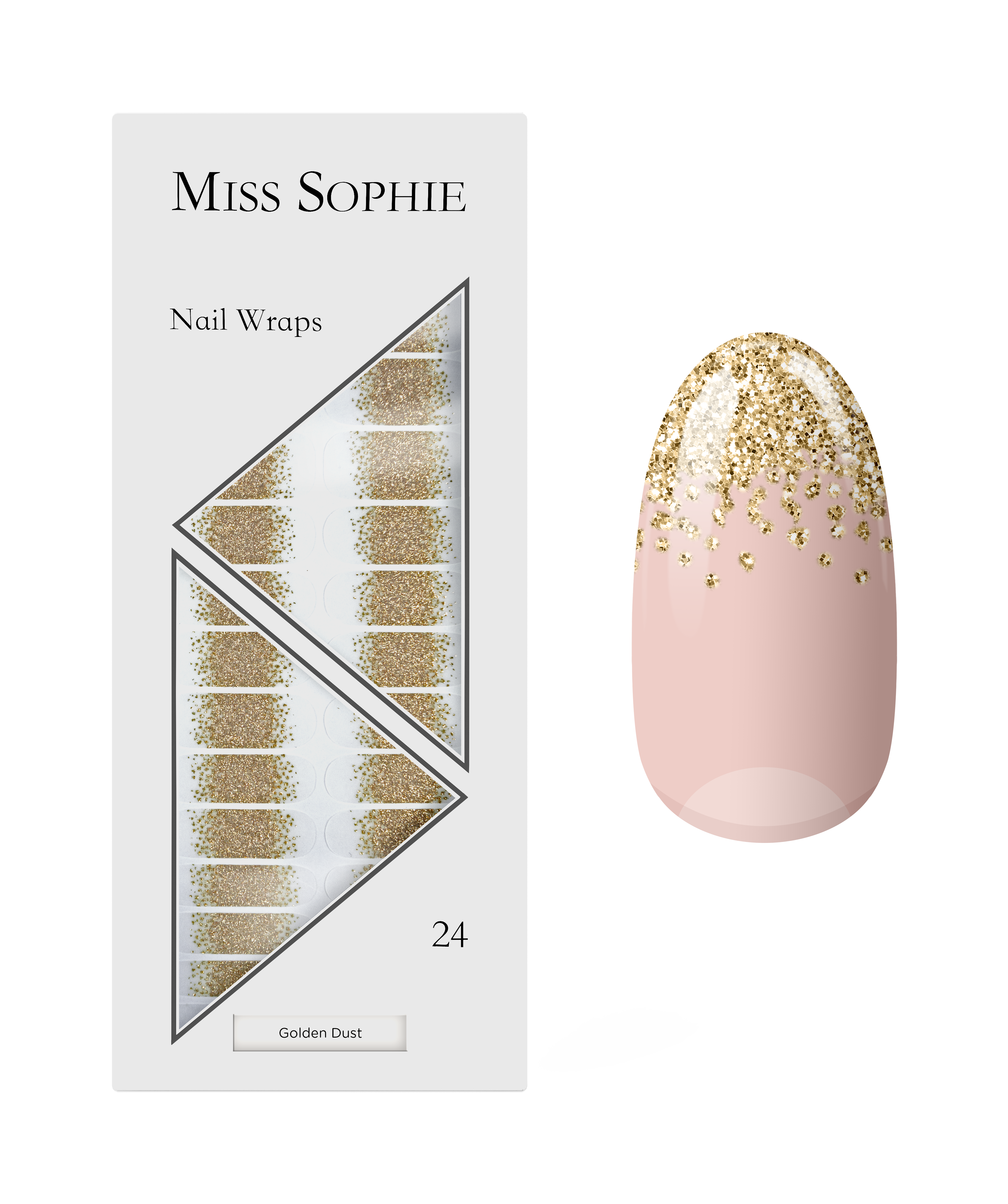 miss-sophie-golden-dust-nail-wraps-gold-glitzer-transparent image 1